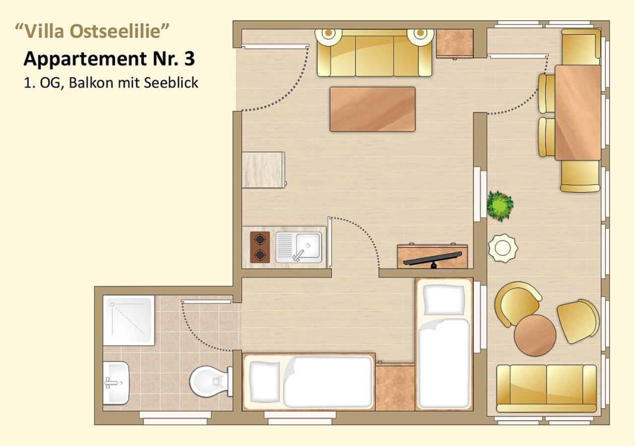 Villa Ostseelilie - Appartements Mit Balkon Und Meerblick ساسنيتز الغرفة الصورة