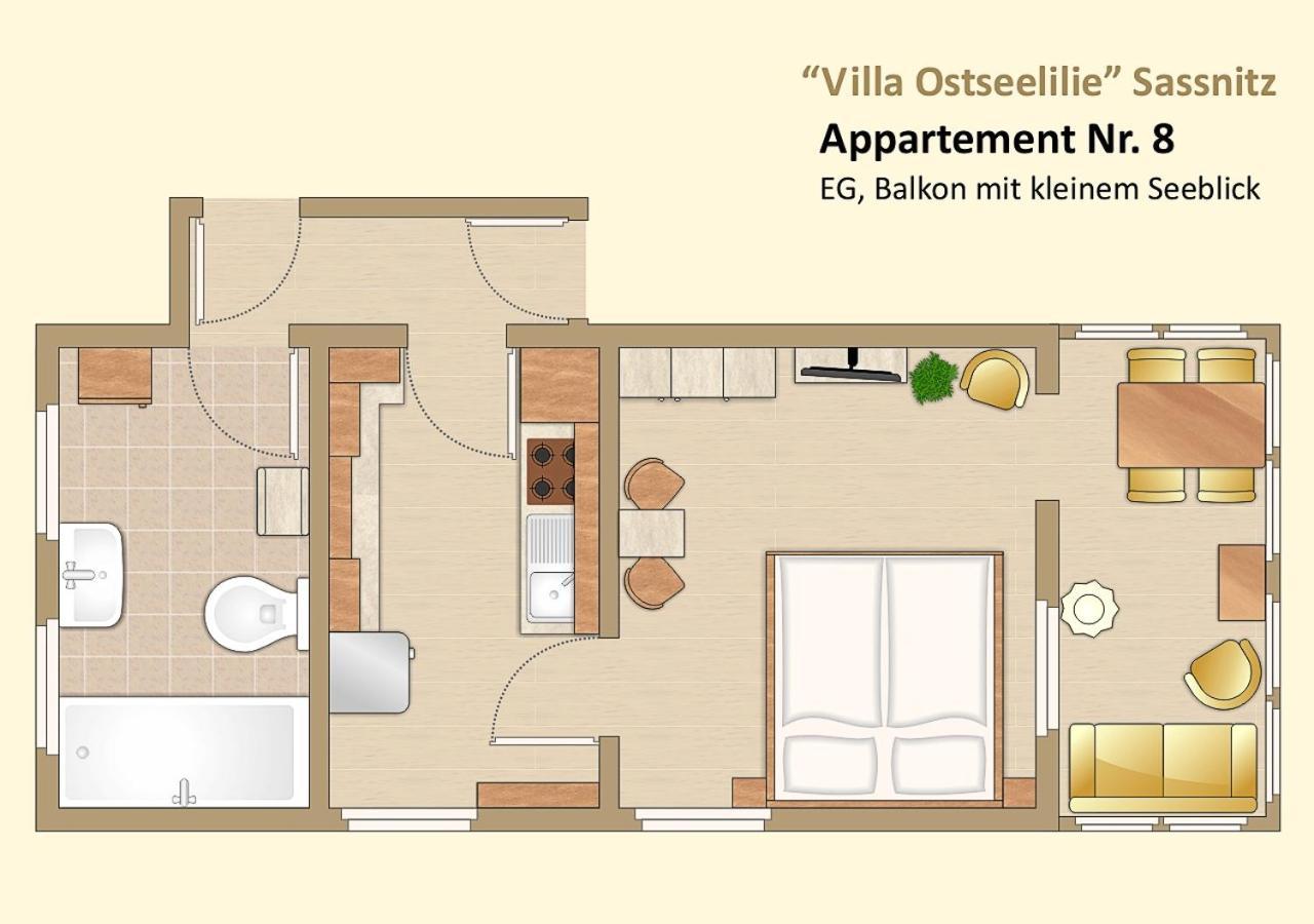 Villa Ostseelilie - Appartements Mit Balkon Und Meerblick ساسنيتز الغرفة الصورة