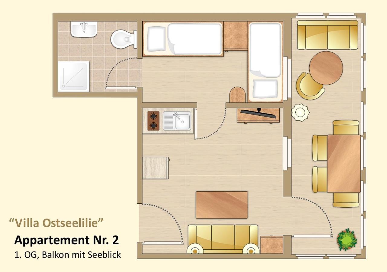 Villa Ostseelilie - Appartements Mit Balkon Und Meerblick ساسنيتز الغرفة الصورة